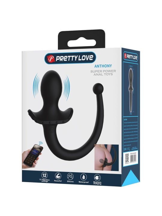 PRETTY LOVE ANTHONY VIBRADOR ANAL Y PERINEAL APP CONTROL NEGRO