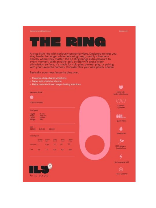 JE JOUE ILY COCK RING ANILLO VIBRADOR PARA PENE