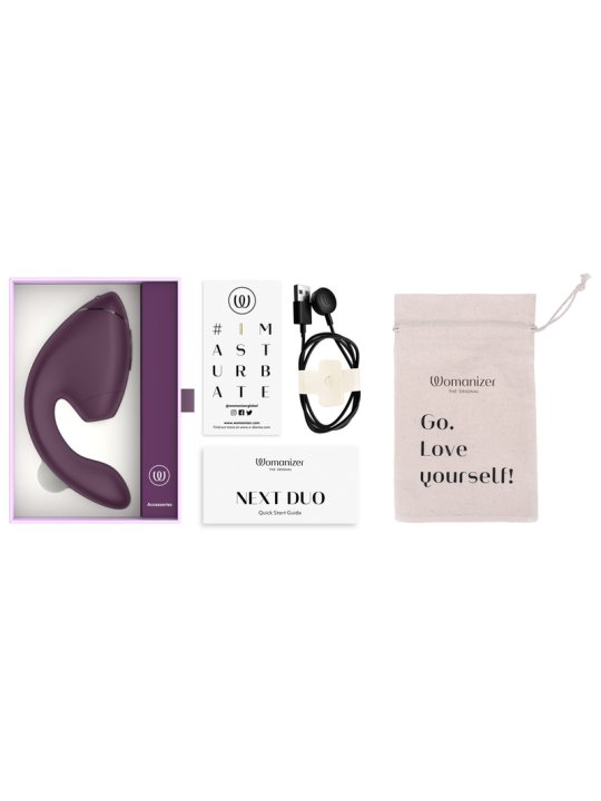 WOMANIZER DUO NEXT ESTIMULADOR VIBRADOR DUAL CLITORIS PUNTOG MORADO