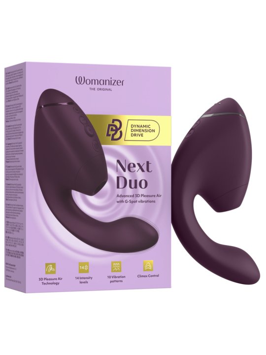 WOMANIZER DUO NEXT ESTIMULADOR VIBRADOR DUAL CLITORIS PUNTOG MORADO