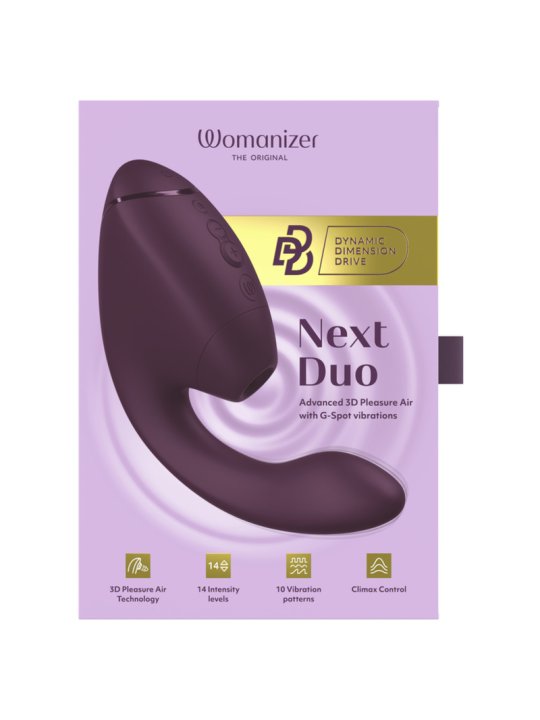 WOMANIZER DUO NEXT ESTIMULADOR VIBRADOR DUAL CLITORIS PUNTOG MORADO