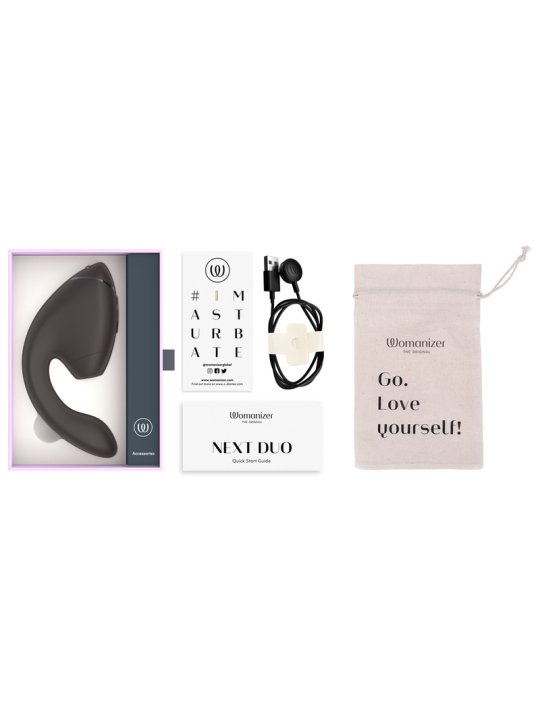WOMANIZER DUO NEXT ESTIMULADOR VIBRADOR DUAL CLITORIS PUNTOG NEGRO