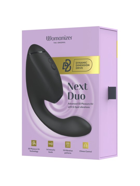 WOMANIZER DUO NEXT ESTIMULADOR VIBRADOR DUAL CLITORIS PUNTOG NEGRO