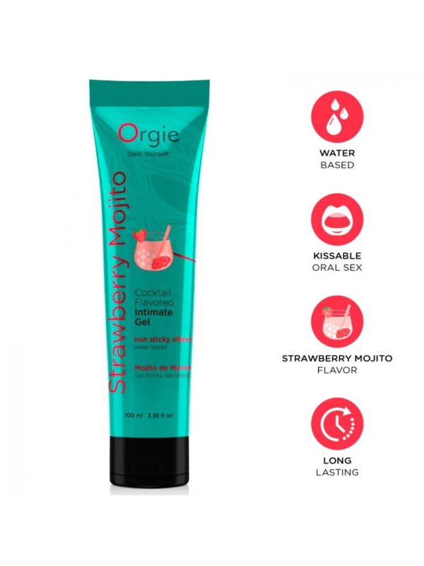 ORGIE LUBRICANTE GEL INTIMO BESABLE BASE DE AGUA COCKTAIL MOJITO DE FRESA 100 ML