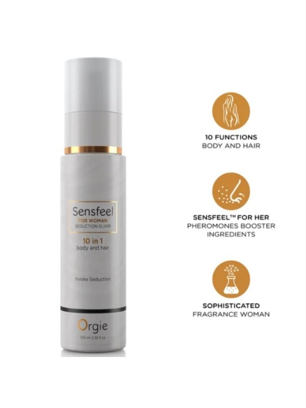 ORGIE SENSFEEL ELIXIR DE SEDUCCION PARA MUJER 10 EN 1 CUERPO Y CABELLO 100 ML