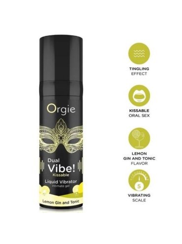 ORGIE DUAL VIBE LEMON GIN AND TONIC GEL INTIMO BESABLE EFECTO VIBRANTE 15 ML