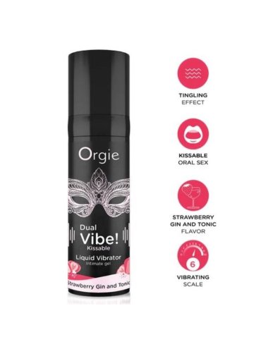 ORGIE DUAL VIBE GIN AND TONIC FRESA GEL INTIMO BESABLE EFECTO VIBRANTE 15 ML