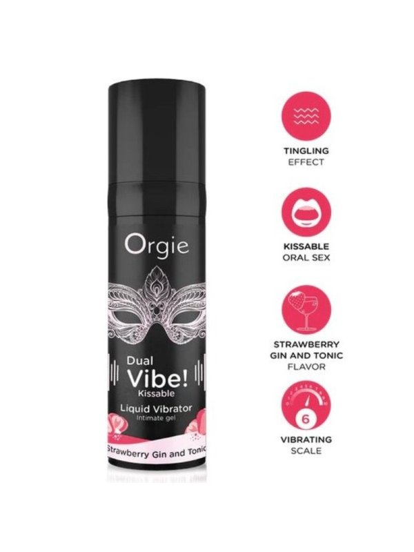 ORGIE DUAL VIBE GIN AND TONIC FRESA GEL INTIMO BESABLE EFECTO VIBRANTE 15 ML