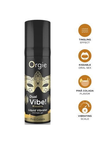ORGIE DUAL VIBE PINA COLADA GEL INTIMO BESABLE EFECTO VIBRANTE 15 ML