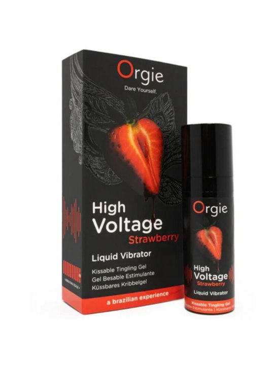 ORGIE HIGH VOLTAGE STRAWBERRY GEL INTIMO BESABLE EFECTO VIBRANTE EXTRA FUERTE 15 ML