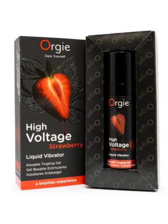 ORGIE HIGH VOLTAGE STRAWBERRY GEL INTIMO BESABLE EFECTO VIBRANTE EXTRA FUERTE 15 ML