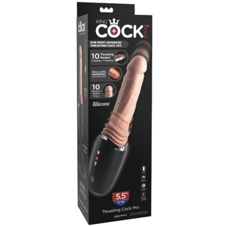 KING COCK PLUS THRUSTING COCK PRO DILDO DE SILICONA CON EMPUJE VIBRACION Y CALOR LIGHT 127 CM