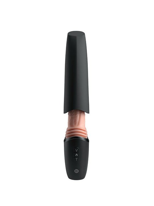 KING COCK PLUS THRUSTING COCK PRO DILDO DE SILICONA CON EMPUJE VIBRACION Y CALOR LIGHT 127 CM