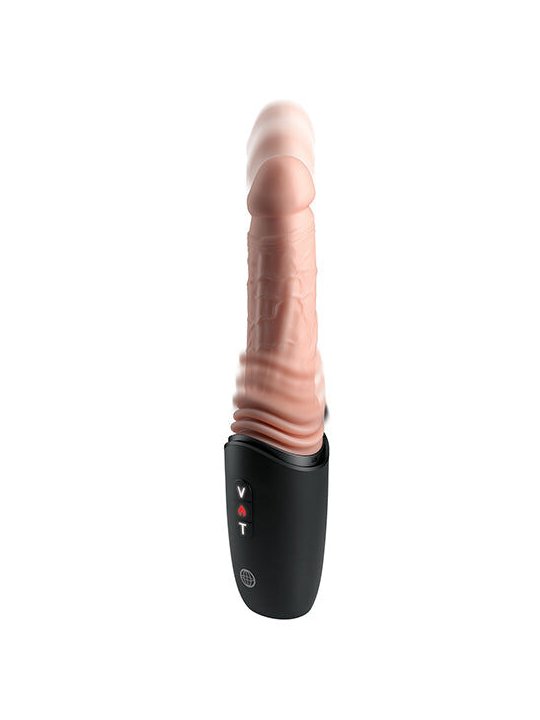 KING COCK PLUS THRUSTING COCK PRO DILDO DE SILICONA CON EMPUJE VIBRACION Y CALOR LIGHT 127 CM