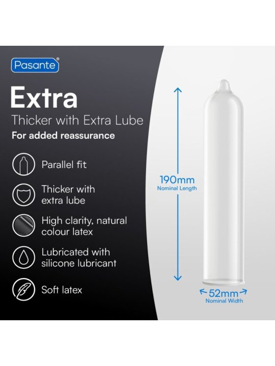 PASANTE EXTRA PRESERVATIVOS EXTRA GRUESOS CON LUBRICACION ADICIONAL 12 UNIDADES