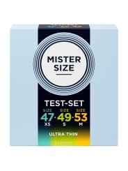 MISTER SIZE PACK MUESTRA PRESERVATIVOS TALLA 47 49 53 MM 3 UNIDADES