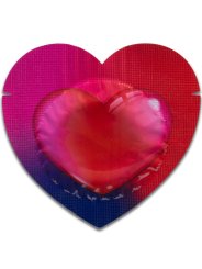 PASANTE PRESERVATIVO ROJO FORMA CORAZON BOLSA 144 UNIDADES