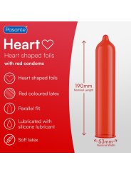 PASANTE PRESERVATIVO ROJO FORMA CORAZON BOLSA 144 UNIDADES