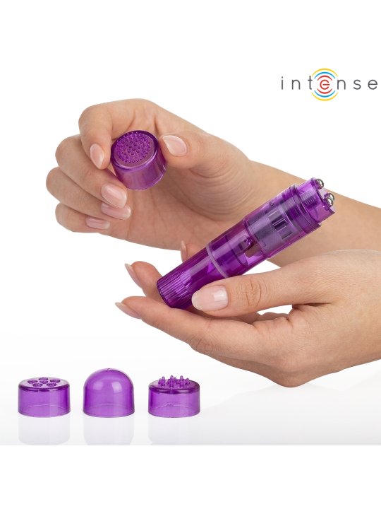 INTENSE KURT MINI MASAJEADOR CON 4 CABEZALES INTERCAMBIABLES LILA