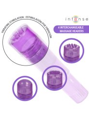 INTENSE KURT MINI MASAJEADOR CON 4 CABEZALES INTERCAMBIABLES LILA