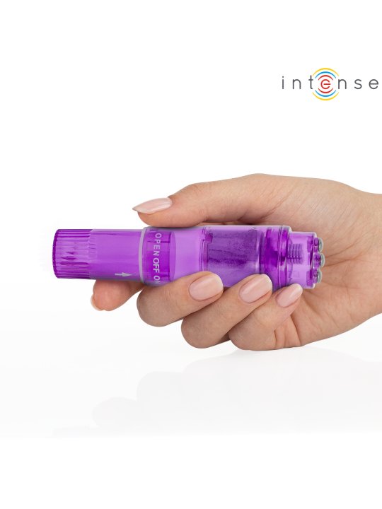 INTENSE KURT MINI MASAJEADOR CON 4 CABEZALES INTERCAMBIABLES LILA