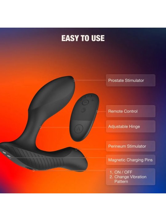 ARCWAVE PERK MASAJEADOR PROSTATICO VIBRADOR CON DOBLE MOTOR Y CONTROL REMOTO NEGRO