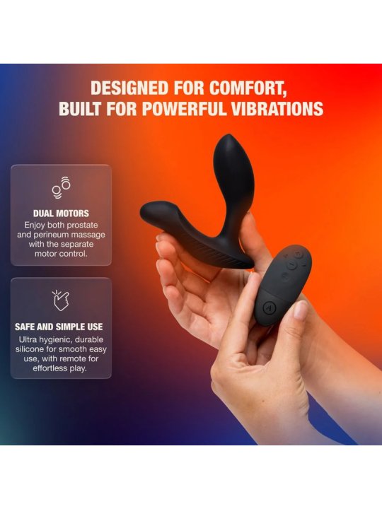 ARCWAVE PERK MASAJEADOR PROSTATICO VIBRADOR CON DOBLE MOTOR Y CONTROL REMOTO NEGRO