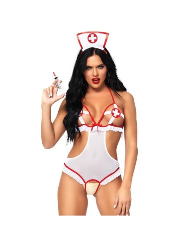 LEG AVENUE TEDDY CON ABERTURA ENFERMERA TALLA UNICA