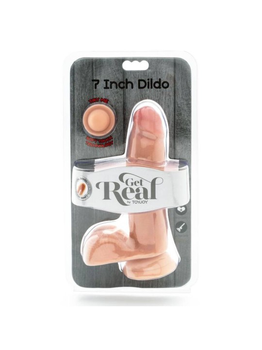 GET REAL DUAL DENSITY DILDO 12 CM CON TESTICULOS NATURAL