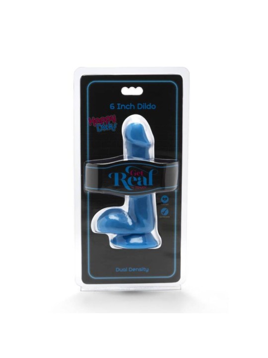 GET REAL HAPPY DICKS DILDO 12 CM CON TESTICULOS AZUL