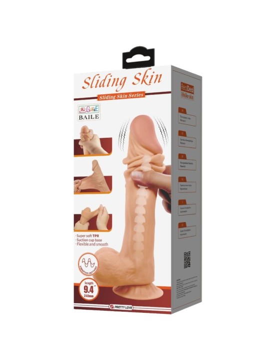 PRETTY LOVE SLIDING SKIN SERIES DILDO REALISTICO CON VENTOSA PIEL DESLIZANTE CONTROL REMOTO NATURAL 24 CM