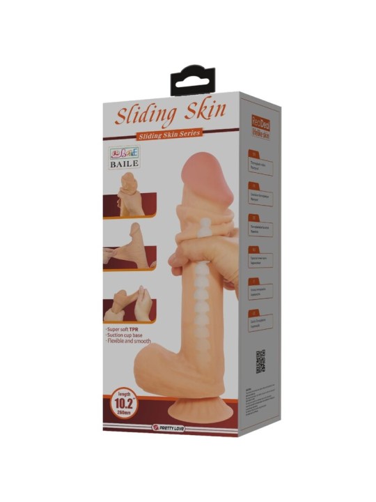 PRETTY LOVE SLIDING SKIN SERIES DILDO REALISTICO CON VENTOSA PIEL DESLIZANTE 26 CM