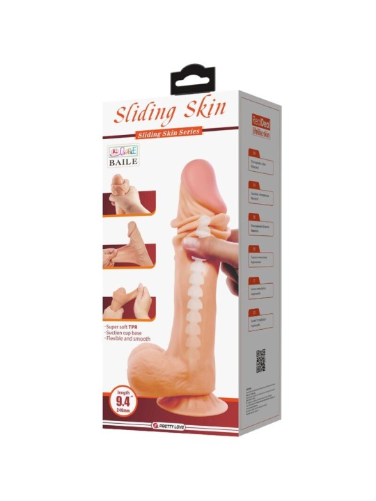 PRETTY LOVE SLIDING SKIN SERIES DILDO REALISTICO CON VENTOSA PIEL DESLIZANTE 24 CM