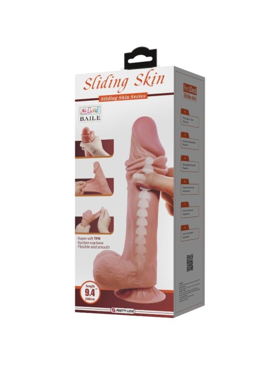 PRETTY LOVE SLIDING SKIN SERIES DILDO REALISTICO CON VENTOSA PIEL DESLIZANTE MORENO 24 CM