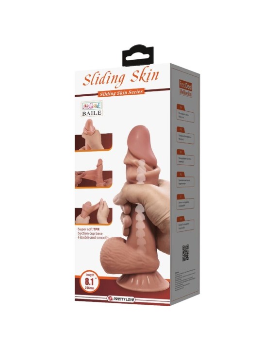 PRETTY LOVE SLIDING SKIN SERIES DILDO REALISTICO CON VENTOSA PIEL DESLIZANTE MORENO 194 CM