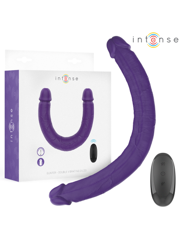 INTENSE GUNTER DILDO DOBLE VIBRADOR 40 CM MORADO CONTROL REMOTO