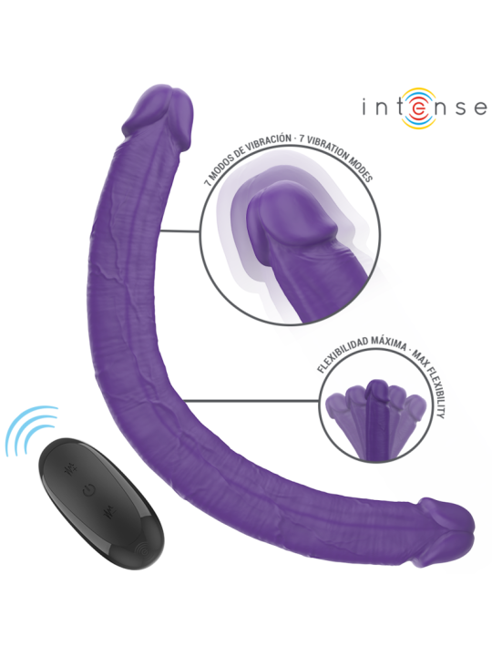 INTENSE GUNTER DILDO DOBLE VIBRADOR 40 CM MORADO CONTROL REMOTO