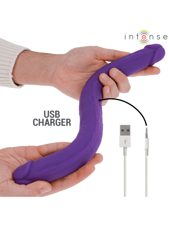 INTENSE GUNTER DILDO DOBLE VIBRADOR 40 CM MORADO CONTROL REMOTO