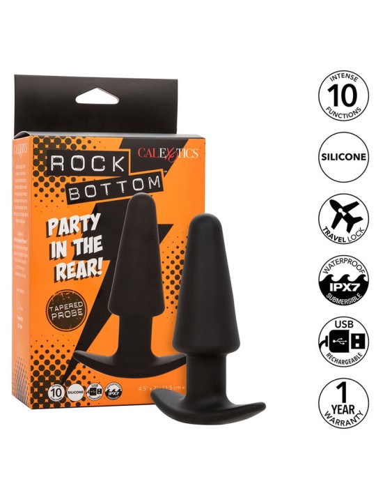 CALEXOTICS ROCK BOTTOM PLUG ANAL CONICO 10 VIBRACIONES SILICONA NEGRO