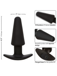 CALEXOTICS ROCK BOTTOM PLUG ANAL CONICO 10 VIBRACIONES SILICONA NEGRO