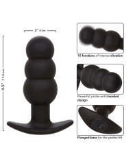 CALEXOTICS ROCK BOTTOM PLUG ANAL CON CUENTAS 10 VIBRACIONES SILICONA NEGRO