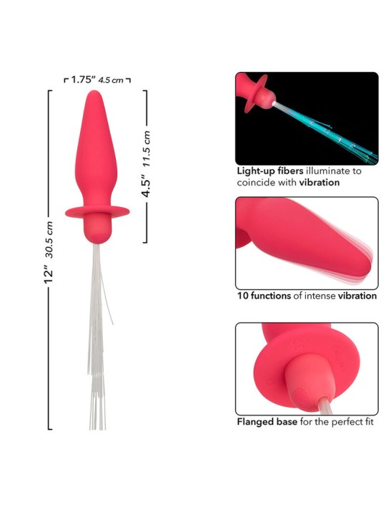 CALEXOTICS SOUTHERN LIGHTS LIGHT UP PLUG ANAL CON LUCES 10 VIBRACIONES SILICONA ROSA