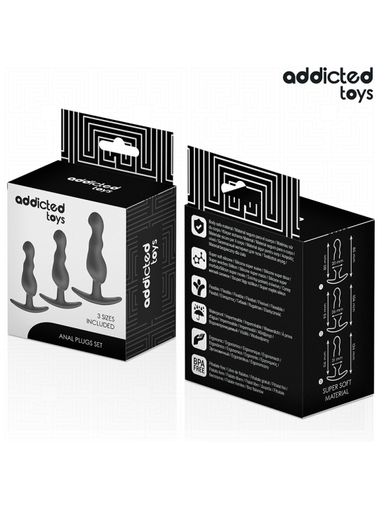 ADDICTED TOYS SET DE 3 PLUG ANAL SILICONA MODELO 1