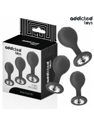 ADDICTED TOYS SET DE 3 PLUG SILICONA ANAL CON JOYA