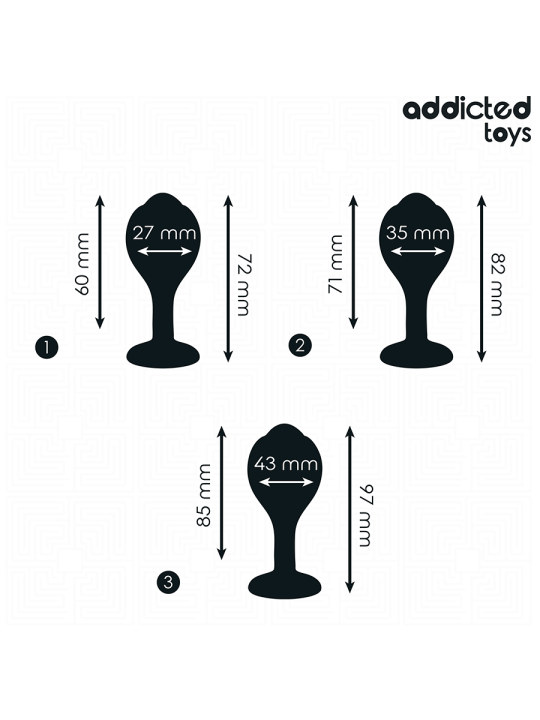 ADDICTED TOYS SET DE 3 PLUG SILICONA ANAL CON JOYA
