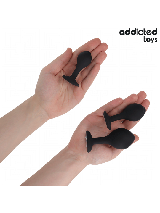 ADDICTED TOYS SET DE 3 PLUG SILICONA ANAL CON JOYA
