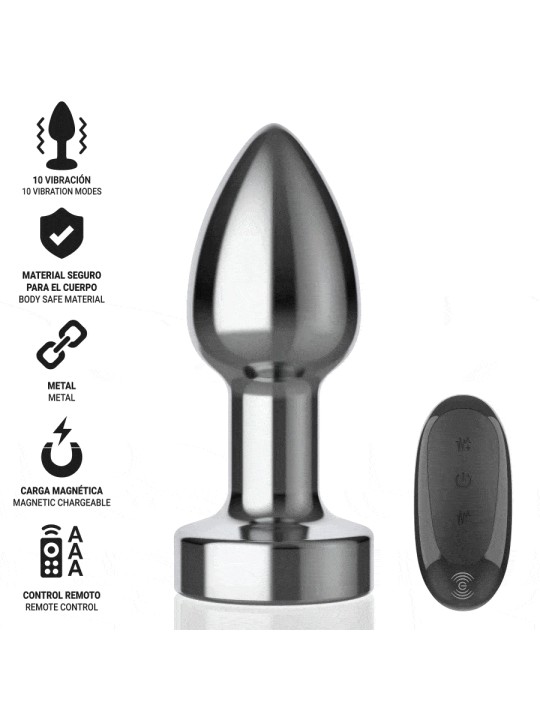 INTENSE PLUG ANAL 10 VIBRACIONES METAL CON CONTROL REMOTO S