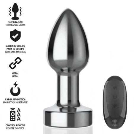 INTENSE PLUG ANAL 10 VIBRACIONES METAL CON CONTROL REMOTO S