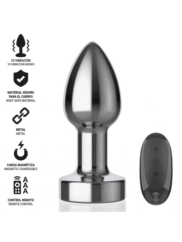 INTENSE PLUG ANAL 10 VIBRACIONES METAL CON CONTROL REMOTO S