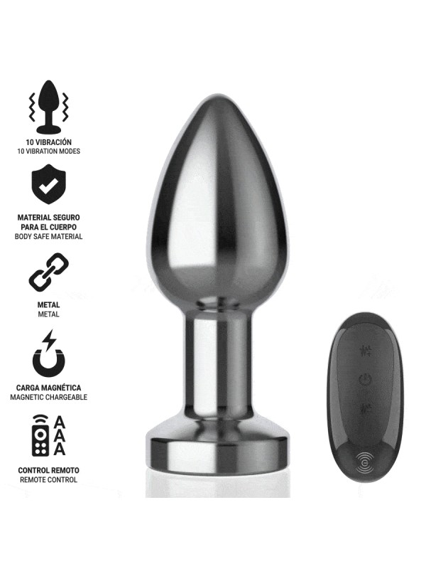 INTENSE PLUG ANAL 10 VIBRACIONES METAL CON CONTROL REMOTO M